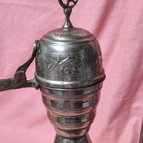Turkish pitcher used, handmade bronze with engravings