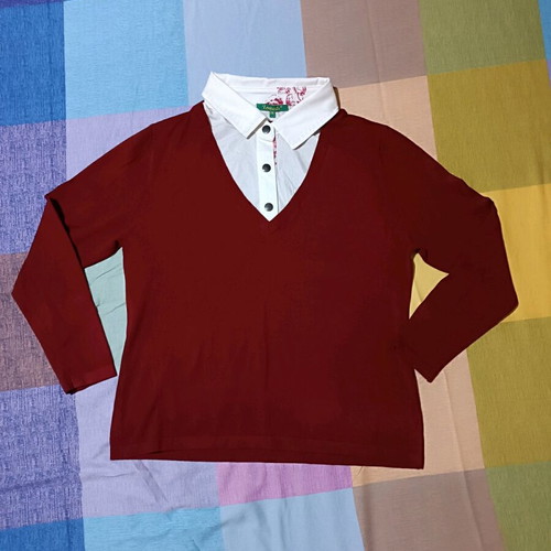 Bordeaux pullover Leonard's like new with shirt front lining