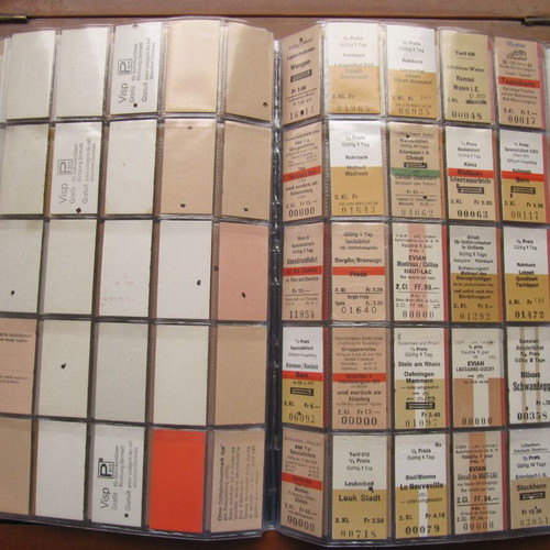 Swiss railway ticket collection used, 400 pieces with 2 holders