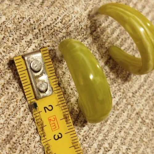 Acrylic Hoop Earrings like new, 3/4 inch, light green