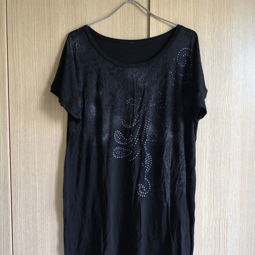 Blousedress black size L like new, thin fabric, elastic