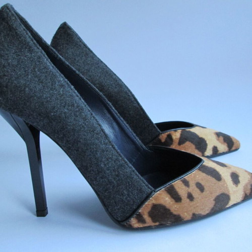 Vionett heels new size 36 with leopard pony fur nose tips and sculpted heels