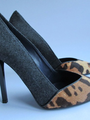 Vionett heels new size 36 with leopard pony fur nose tips and sculpted heels