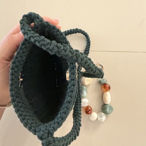 No Name crochet crossbody bag with charm, green