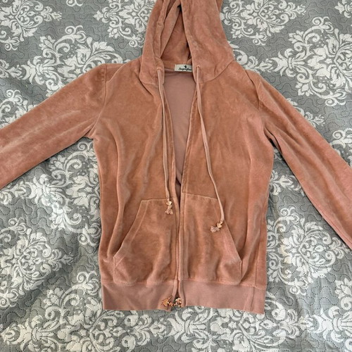 Sugarfree velour tracksuit set in pink nude, like new
