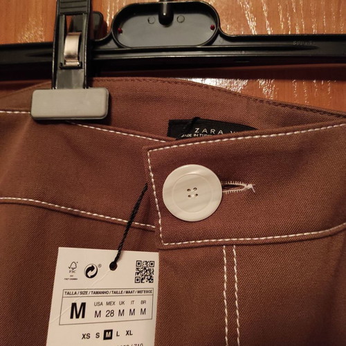Zara pants new, light brown with ecru outer seam size M