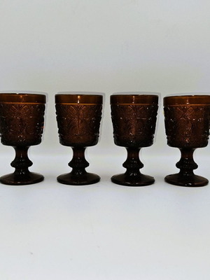 Lenox Impromptu set of four brown wine glasses used, handmade