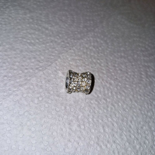 Fwo bead for necklace silver with rhinestones new