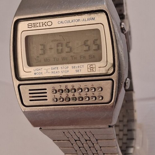 Seiko Calculator Alarm watch 1989 vintage, used, gray silver