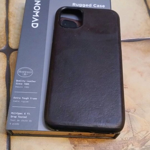 Nomad Rugged Leather Case for iPhone 11 used, Horween leather