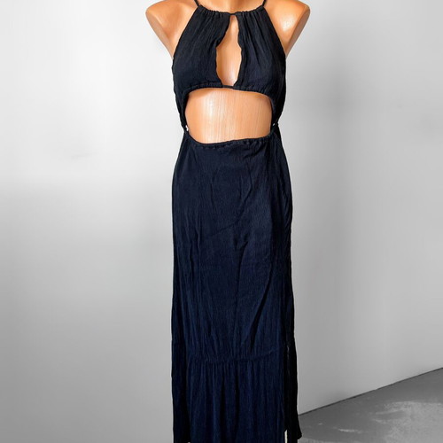 Dress for Small Bust size S/M with Back Ties and Slit, like new, black