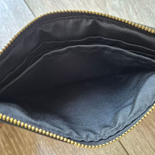 Coach wristlet pouch, beige coated canvas with leather trim
