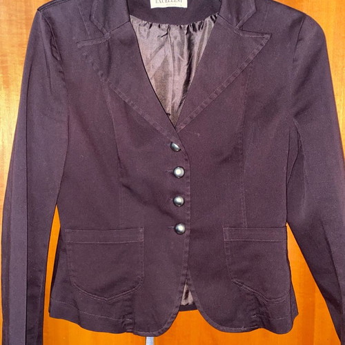 Women's jacket used brown with silver buttons, size L