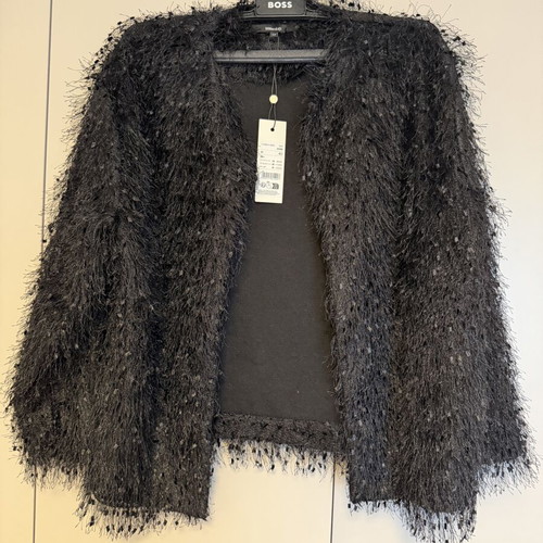Someday Black Statement Jacket with Feather Texture New