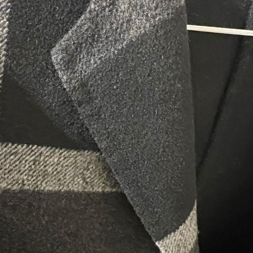 ZARA long wool plaid coat like new, black and charcoal, size S
