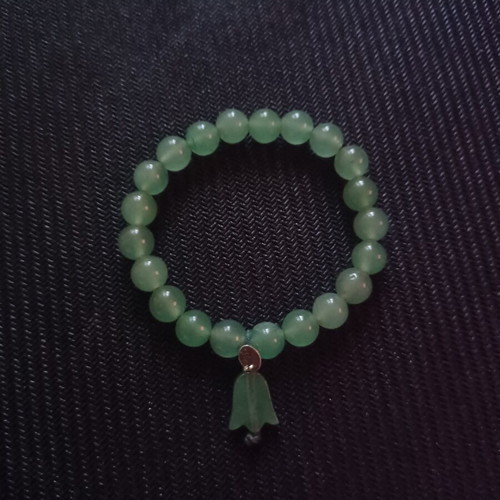Tous bracelet with natural green jade and silver charm, new