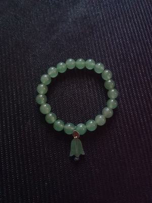 Tous bracelet with natural green jade and silver charm, new