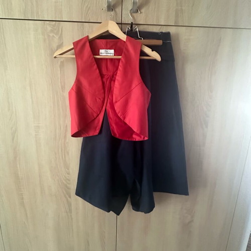 Day by Billy Sabbado set wide pants with vest like new, blue and red