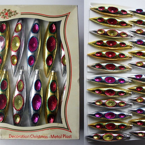 Box of 24 vintage Greek Christmas ornaments from 1980s new