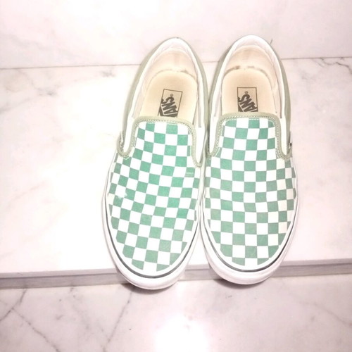 Vans shoes used, athletic style, size 43, white and green