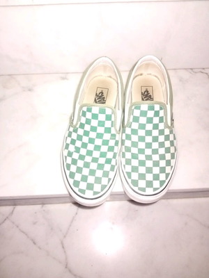 Vans shoes used, athletic style, size 43, white and green