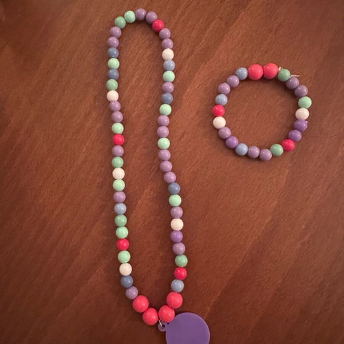 Disney necklace and bracelet set used, multicolor for girls