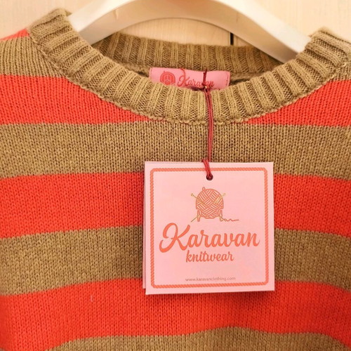 Knitted crop top Karavan new, beige and coral