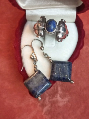 Silver 925 set with ring and lapis used
