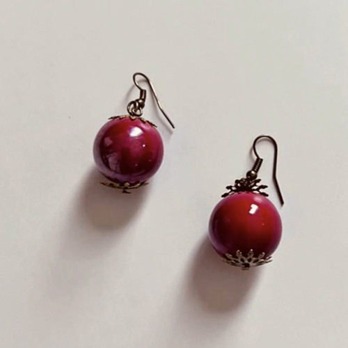 Deep red dangle earrings