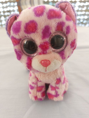 TY Beanie Boos Glamour ροζ-μωβ λεοπάρδαλη λούτρινο σαν καινούργιο