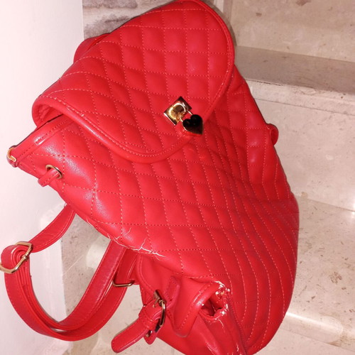Women's backpack used red with side pockets