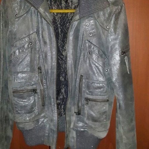 Toi & Moi women's jacket used, gray, genuine leather, sizes M-L