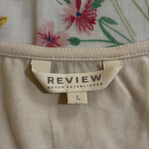 Review blouse in ecru with shirring detail like new