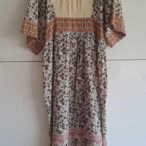 Zara summer cotton kaftan dress with decorative shells and tassels like new, size S