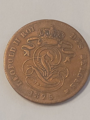 Βέλγιο 2 cents 1875 μεταχειρισμένο