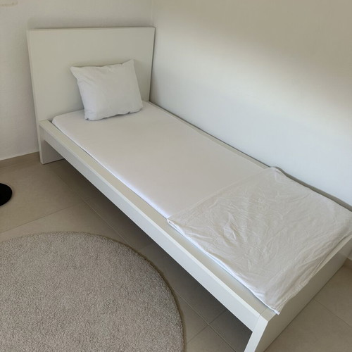 IKEA MALM bed frame with mattress and LURÖY slatted base, white 90x200 cm