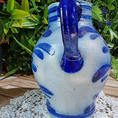 Retro German Bembel ceramic wine jug Zum Blauen Bock