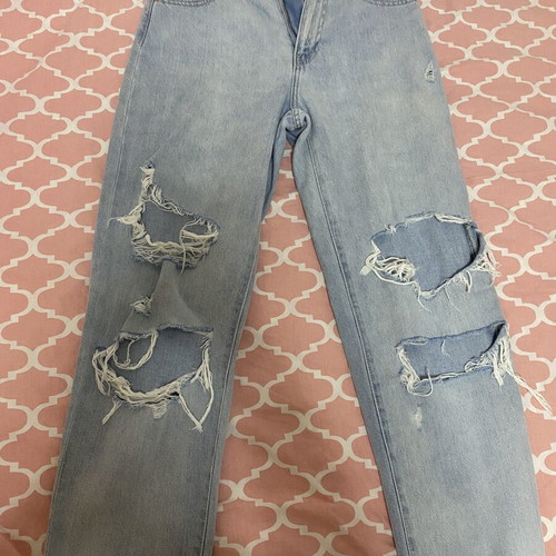 Pink Woman jeans with rips, blue, size M / 38 / 10