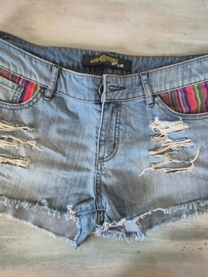 Attrattivo denim shorts used, size L, blue with colorful details