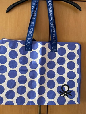 Benetton large multi-purpose shoulder bag with purple polka dots