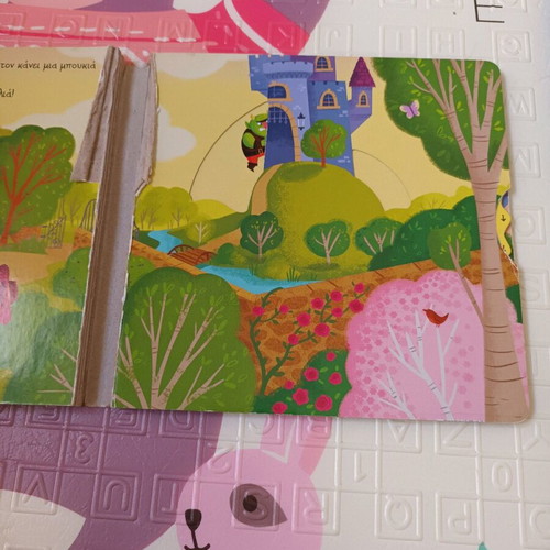 Children's books used, including classic fairy tales and animated images