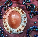 Vintage look evening bag, burgundy embroidered with beads