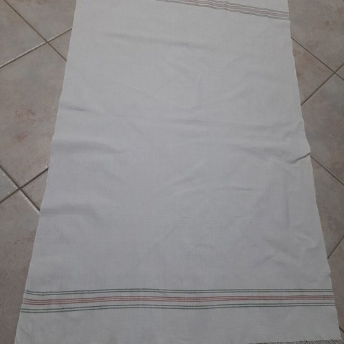 Woven handmade towel used with red and green stripes, cotton, 116x68 cm
