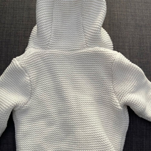 Baby white cardigan like new, knitted with hood Orchestra