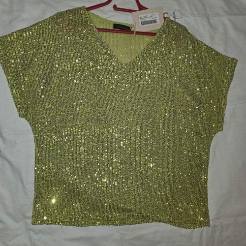 Siderati sequined blouse new with tag, lime green, size L