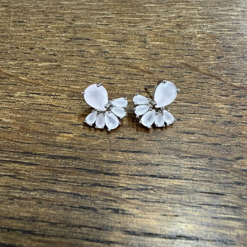 Silver earrings with pink stones new