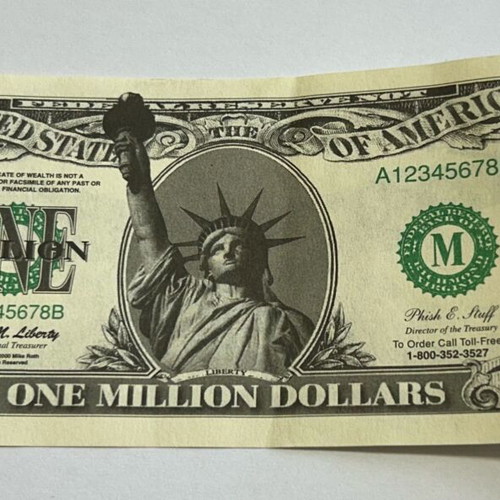 One Million Dollars souvenir banknote used