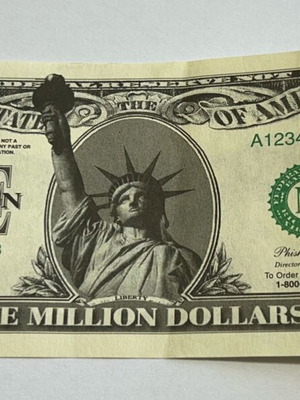 One Million Dollars souvenir banknote used