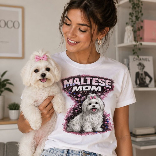 Maltese Mom T-Shirt new, women's dog lover gift