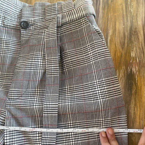 The Παντελόνι Cigarette high-waisted plaid pants with belt size S like new